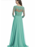 Elbow Sleeves Beaded Lace Long Chiffon Prom Dress 